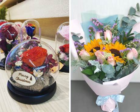 聖誕玻璃花瓶及畢業花束